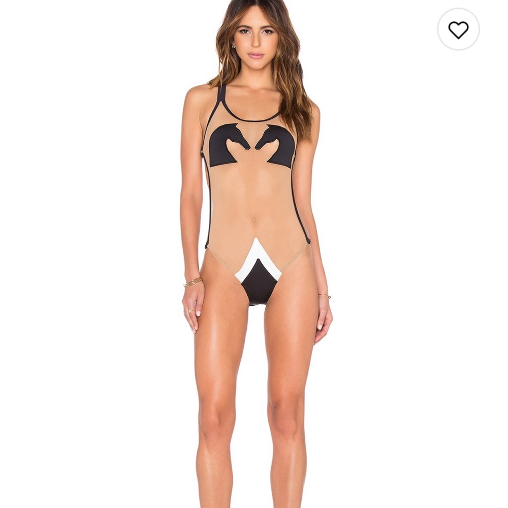 Pacific & Driftwood LeChevaliere Black Mesh One-Piece Swimsuit NWT